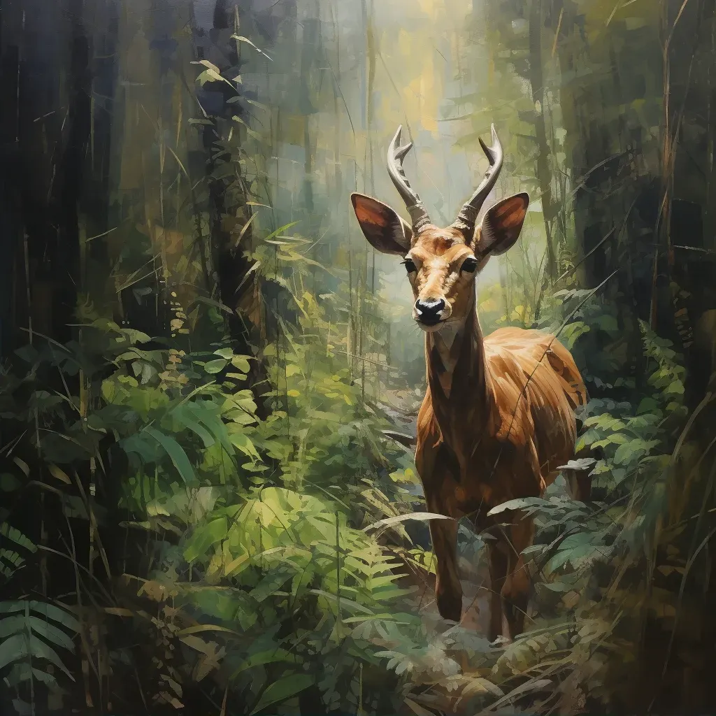 Saola walking in Annamite Mountains undergrowth - Image 2