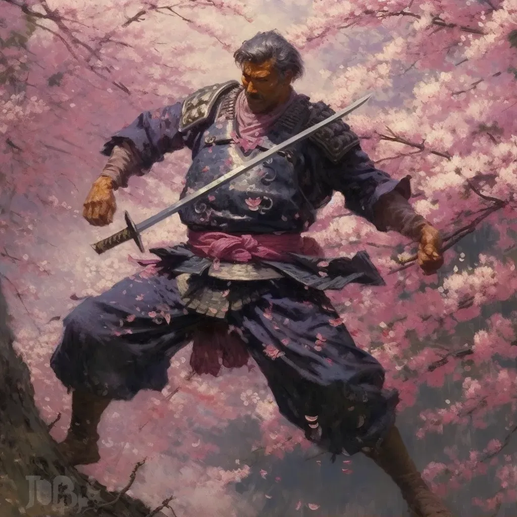 Samurai warrior among cherry blossoms in image prompt - Image 1