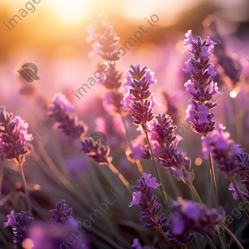 Close-up of lavender flowers with dew in the morning. - Image 2