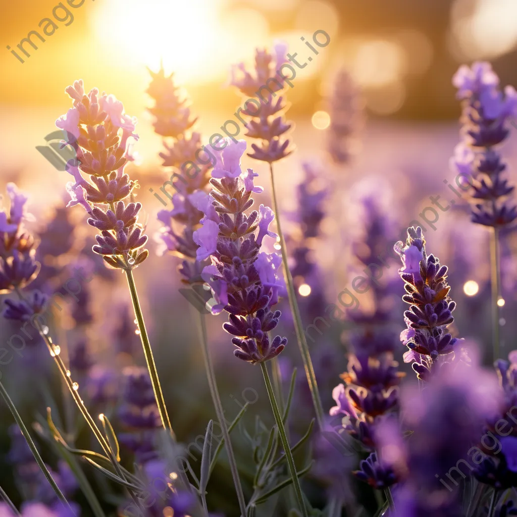 Close-up of lavender flowers with dew in the morning. - Image 4