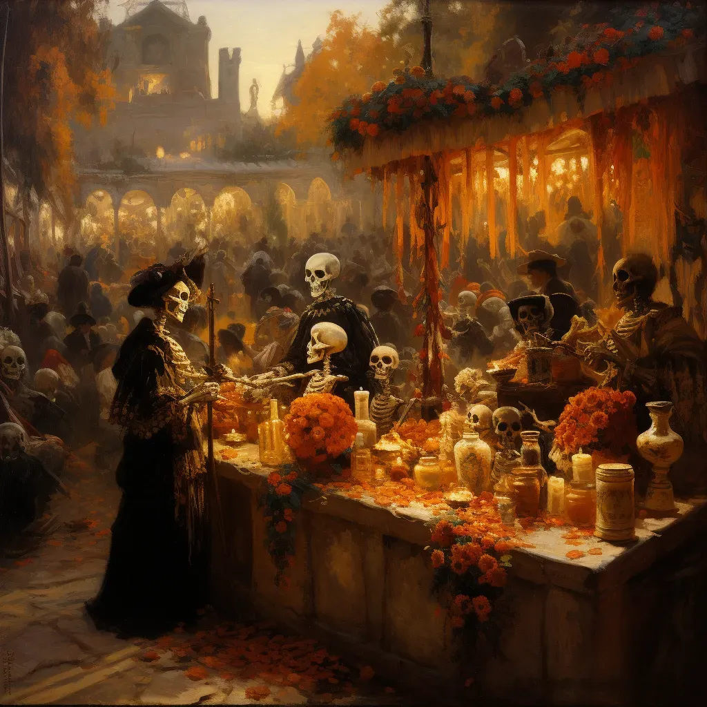 Day of the Dead Celebration in Mexico - Sugar skulls, marigolds, and candlelit altars - Image 3