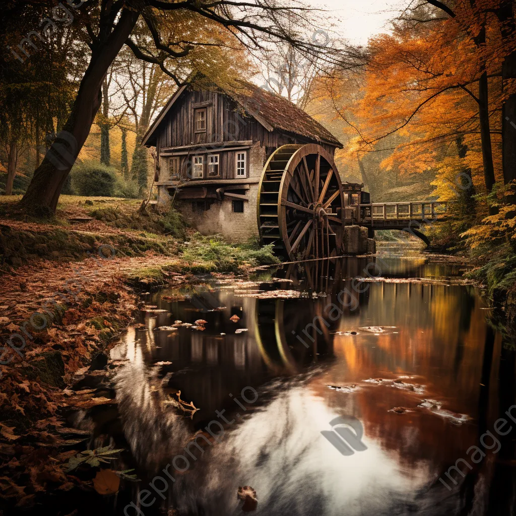 Traditional watermill with autumn foliage - Image 2