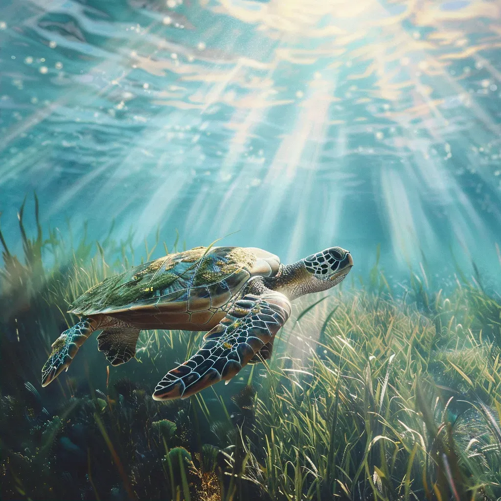 sea turtle in seagrass - Image 2