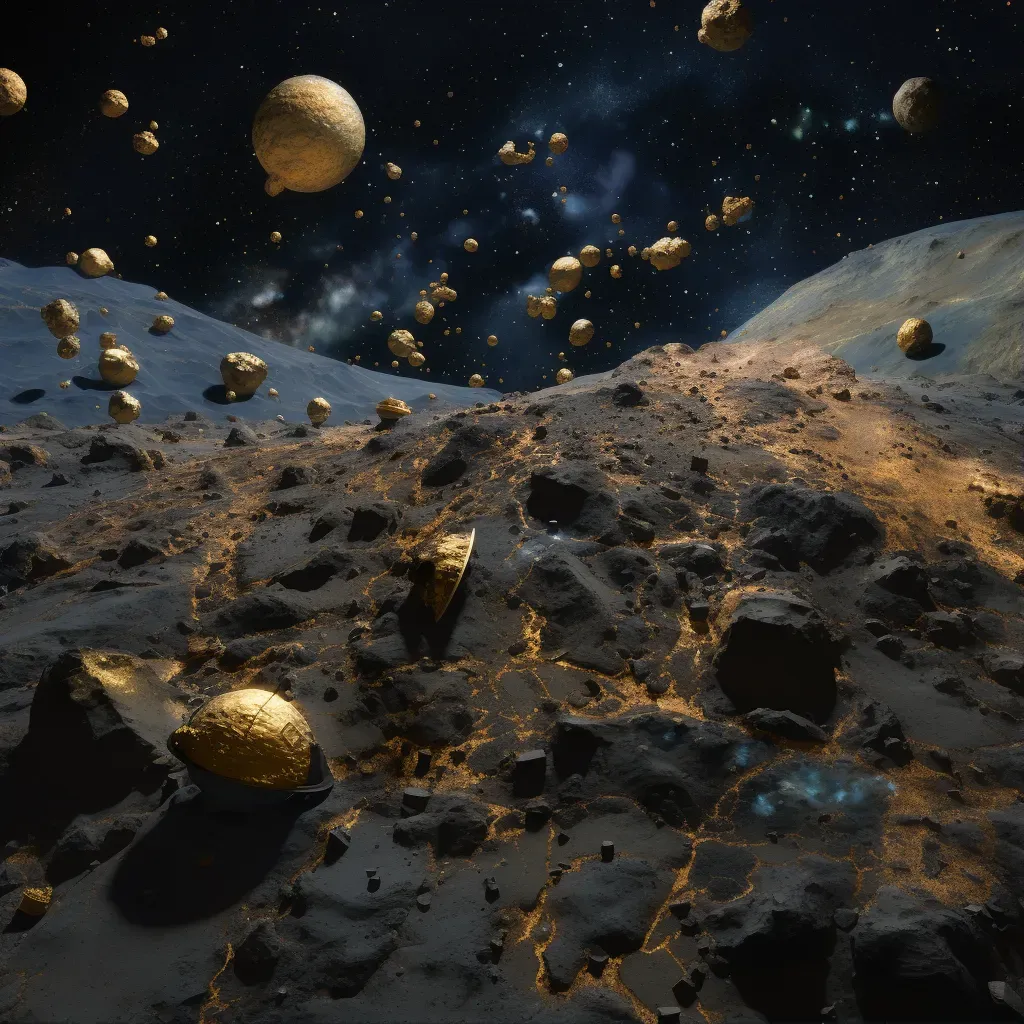 Dense asteroid field with various shapes and sizes against a backdrop of distant stars - Image 1