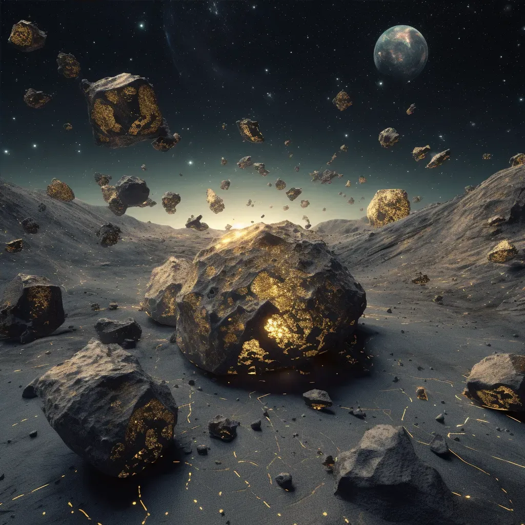 Dense asteroid field with various shapes and sizes against a backdrop of distant stars - Image 4