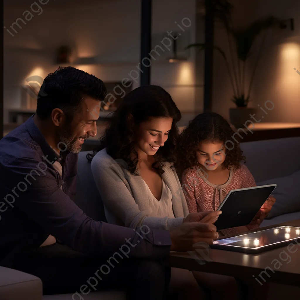 Family using a tablet to control smart home system - Image 3