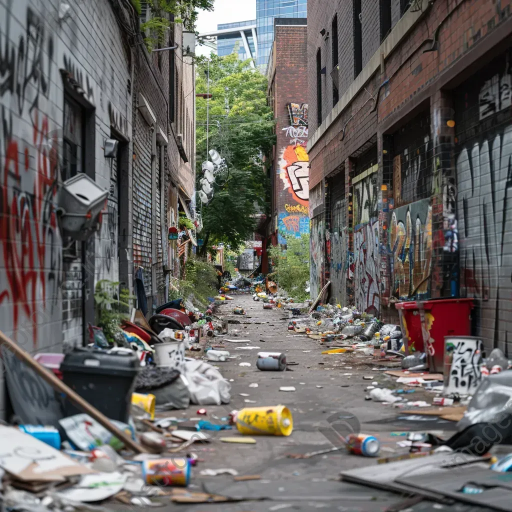 Urban alleyway with graffiti art on Sony A9 II - Image 1