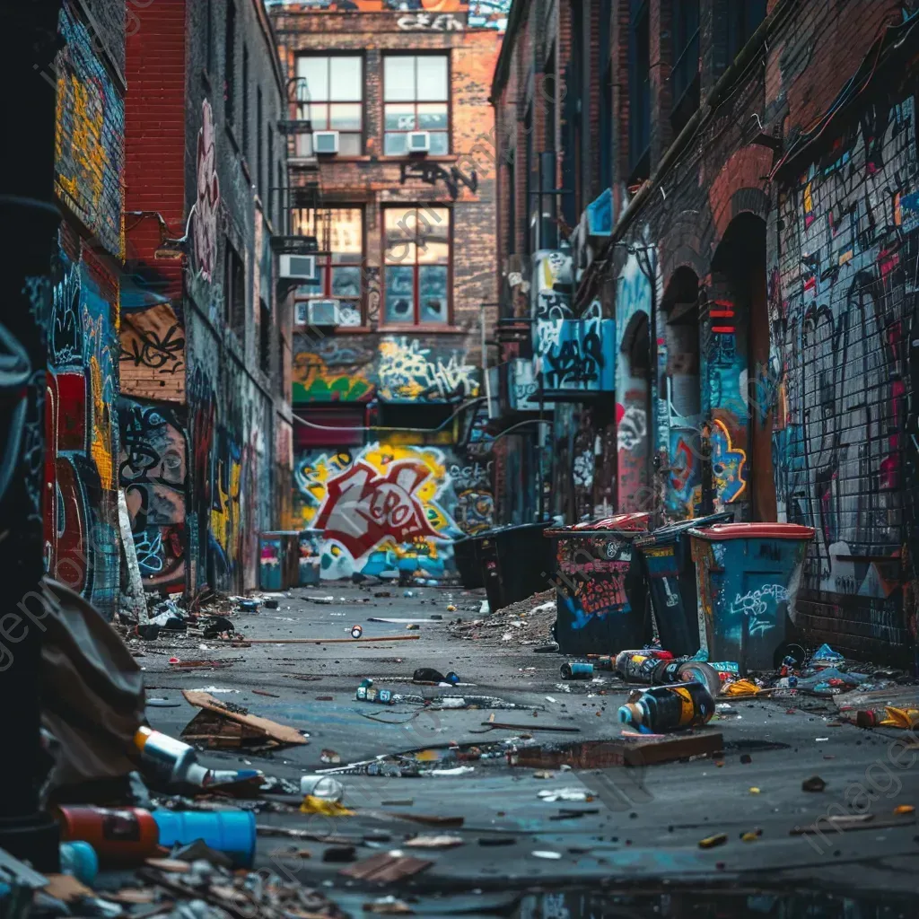 Urban alleyway with graffiti art on Sony A9 II - Image 3