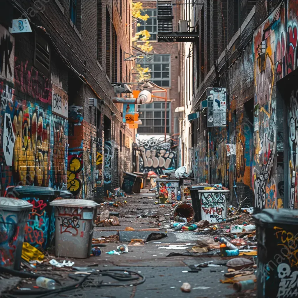 Urban alleyway with graffiti art on Sony A9 II - Image 4