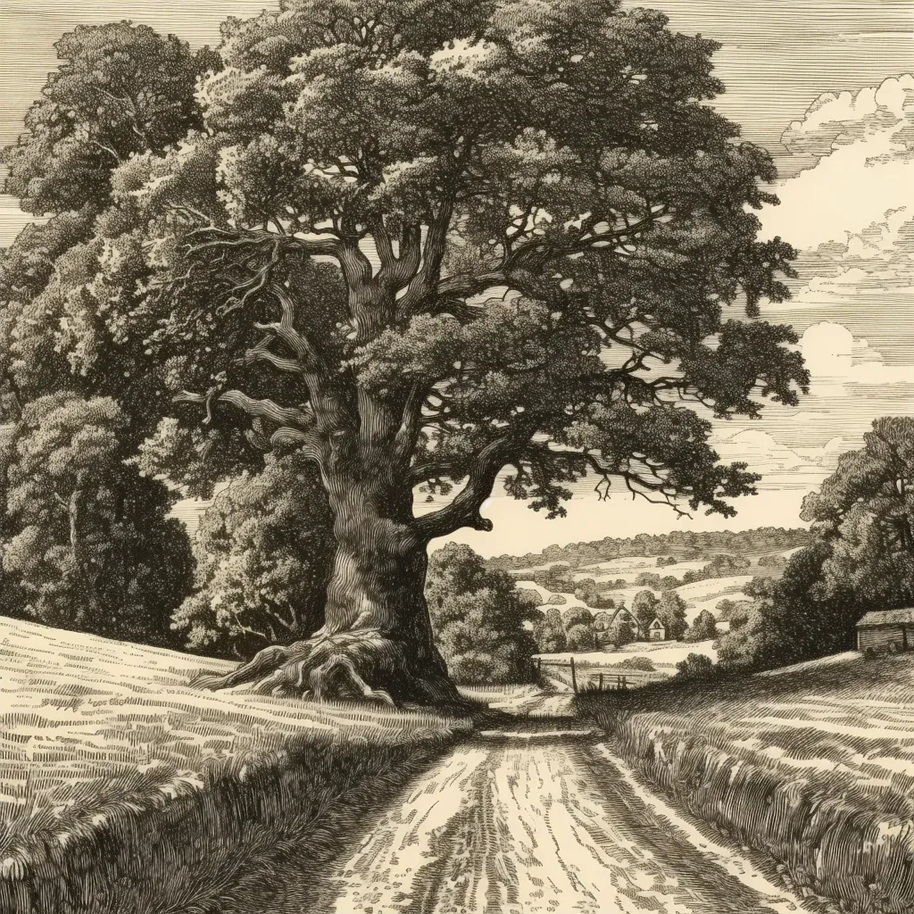 Tranquil country road with ancient trees - Image 2