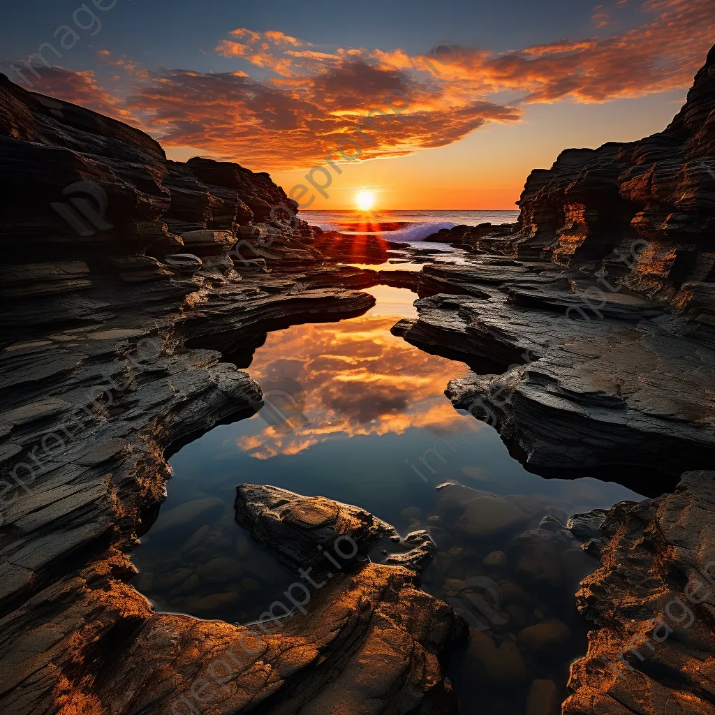 Dramatic rock pools during sunset - Image 1