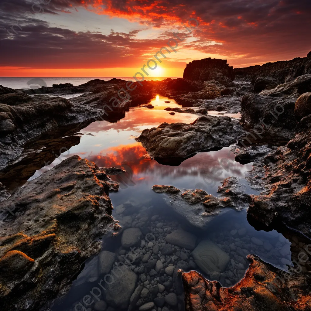 Dramatic rock pools during sunset - Image 2