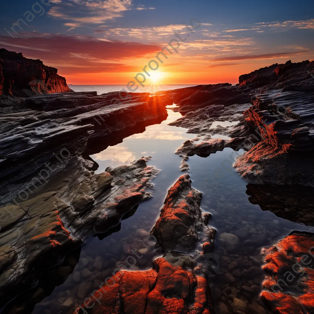 Dramatic rock pools during sunset - Image 3