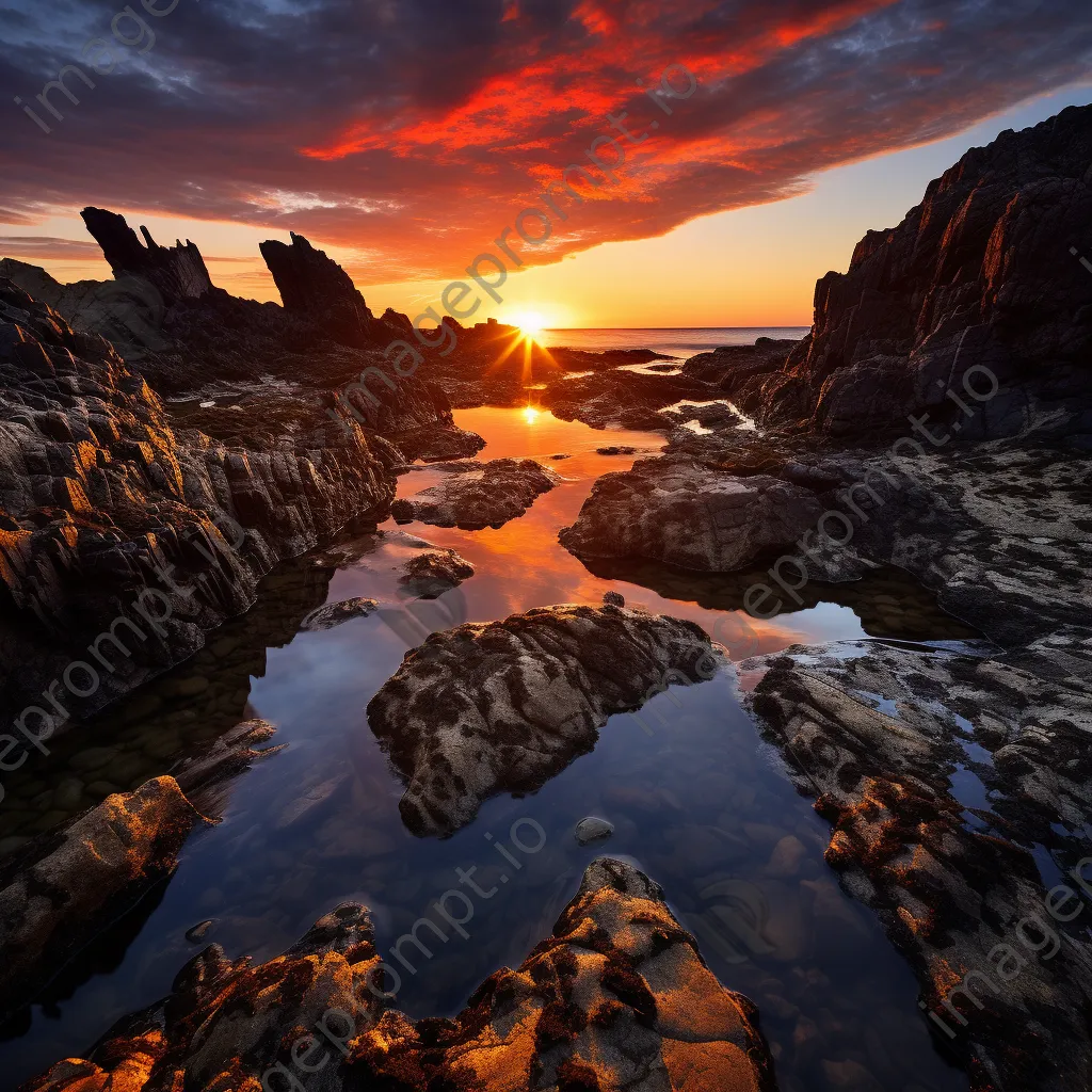 Dramatic rock pools during sunset - Image 4