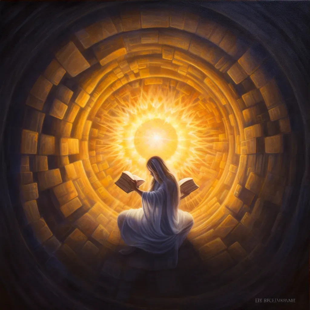 Image symbolizing enlightenment with human figure in radiant sphere of light - Image 3