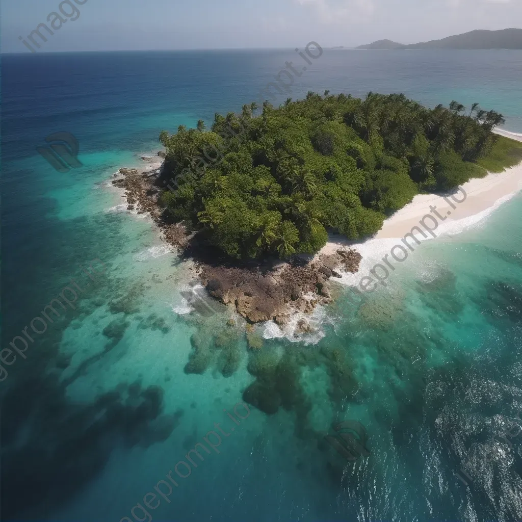 Aerial view of a tropical island with palm trees and clear water - Image 2