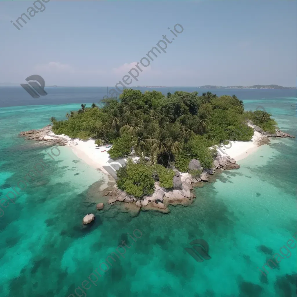 Aerial view of a tropical island with palm trees and clear water - Image 3