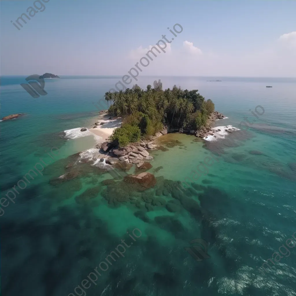 Aerial view of a tropical island with palm trees and clear water - Image 4