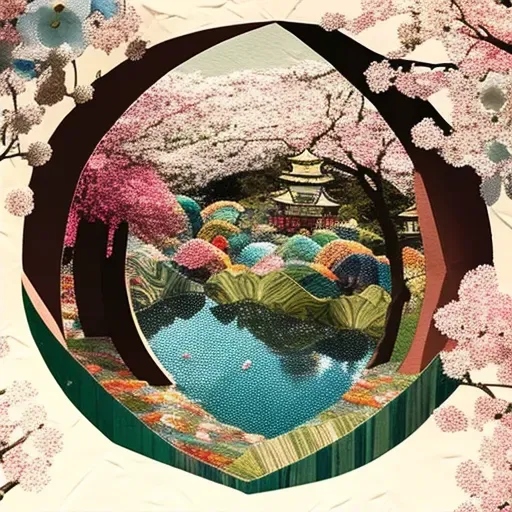 Japanese garden in spring with cherry blossoms - Image 2