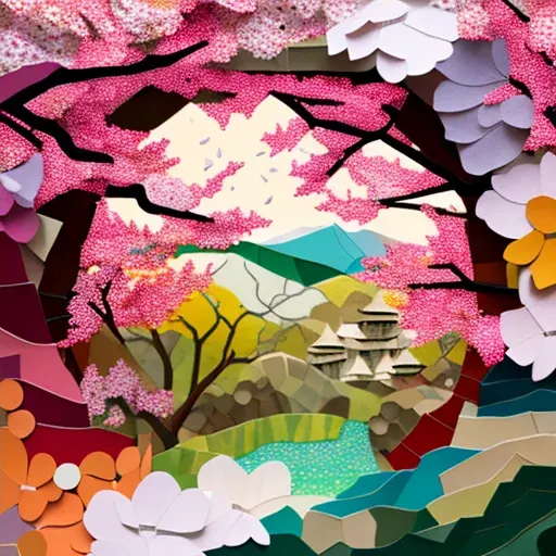 Japanese garden in spring with cherry blossoms - Image 4