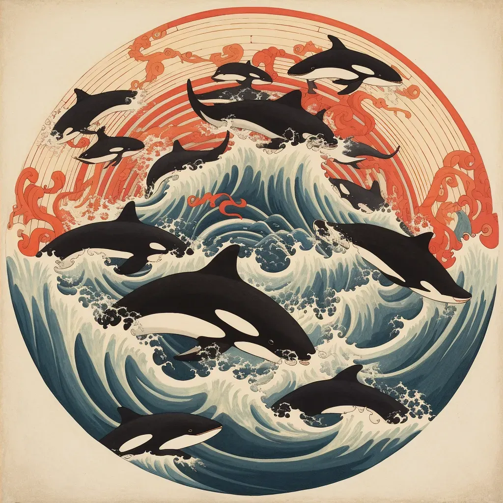 Pod of orcas hunting in unison with whirlpool to disorient prey - Image 4