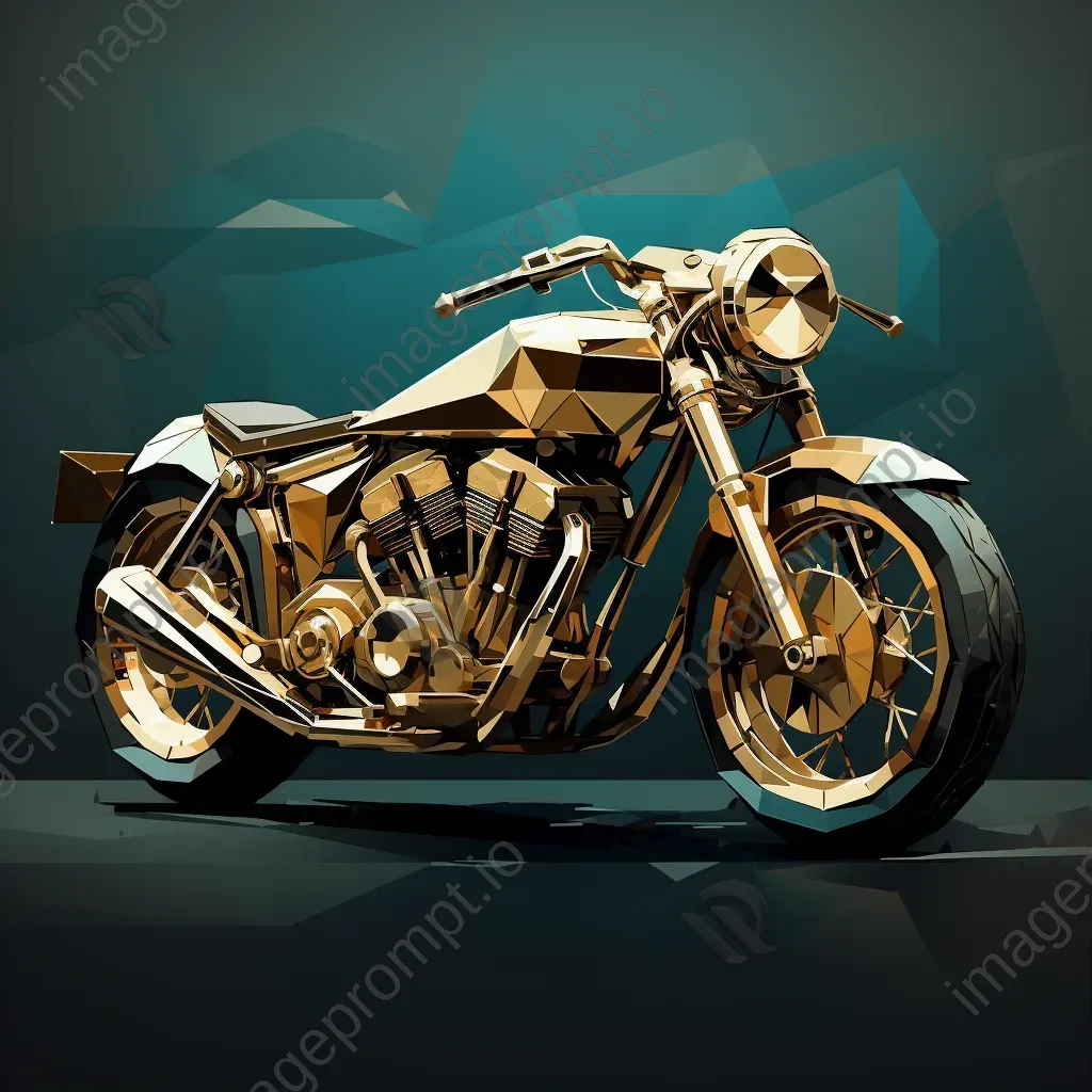 Classic motorcycle in a dramatic low poly style with metallic textures - Image 1