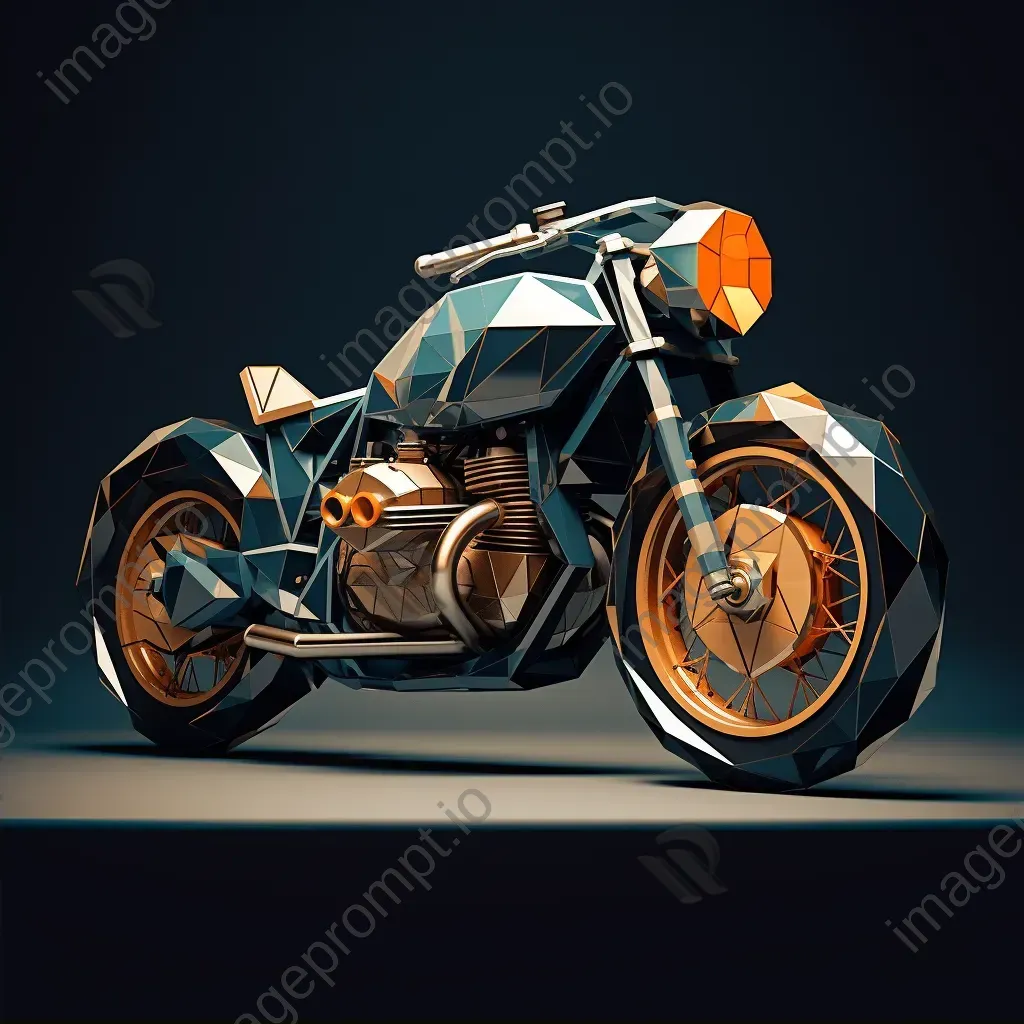 Classic motorcycle in a dramatic low poly style with metallic textures - Image 2