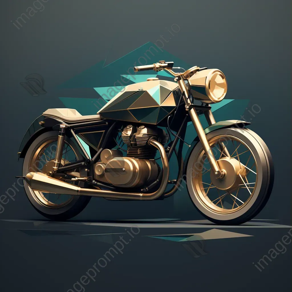 Classic motorcycle in a dramatic low poly style with metallic textures - Image 3