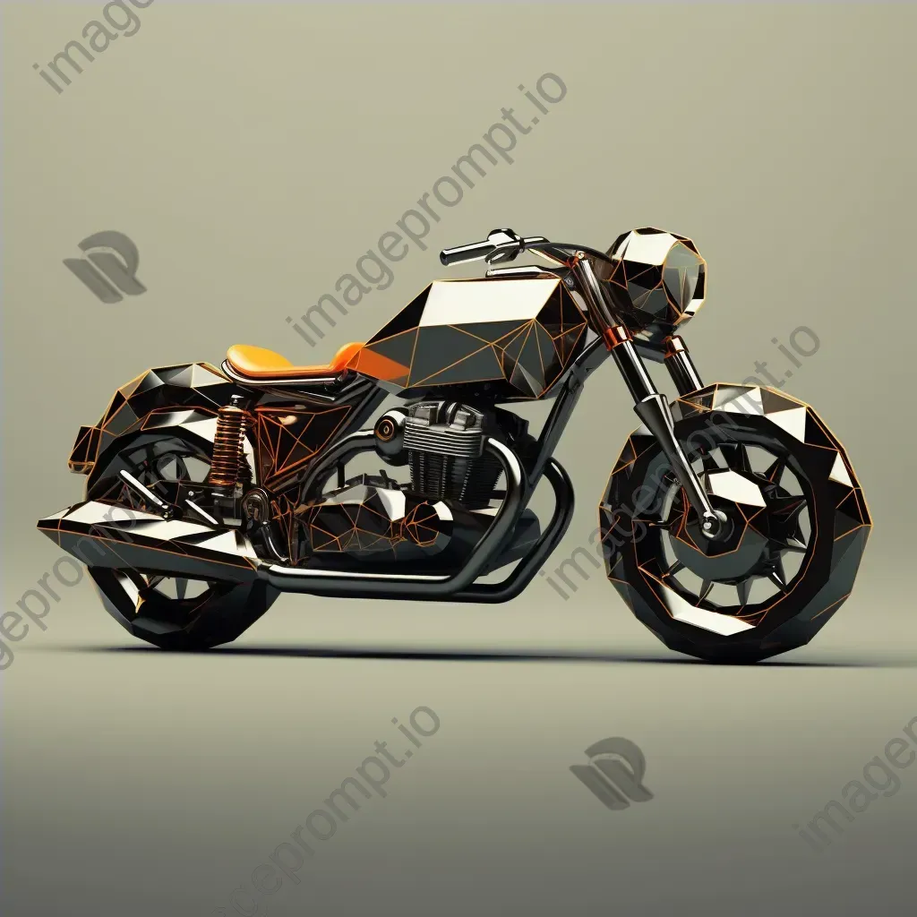 Classic motorcycle in a dramatic low poly style with metallic textures - Image 4