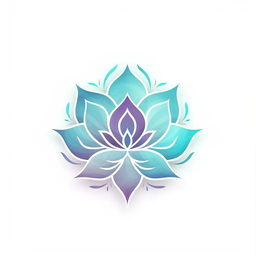 Artistic and abstract mandala icon health center logo in purple and turquoise colors - Image 1