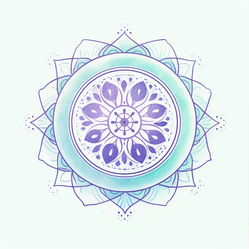 Artistic and abstract mandala icon health center logo in purple and turquoise colors - Image 3