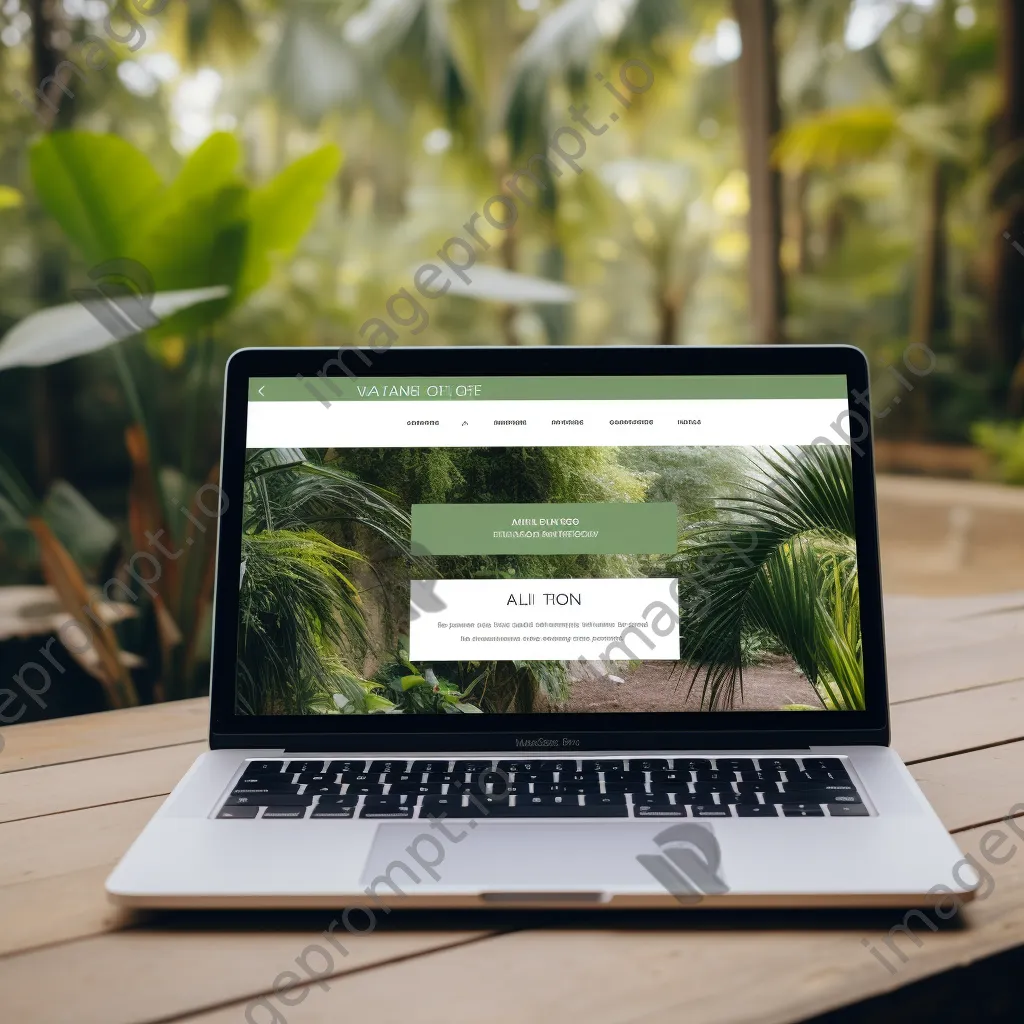 Laptop displaying an attractive newsletter subscription page in a natural setting - Image 2