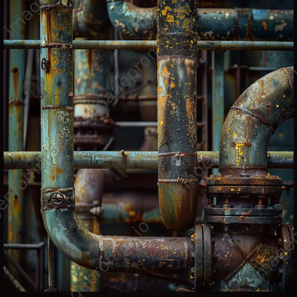 Close-up of intricate pipework at an oil refinery - Image 3