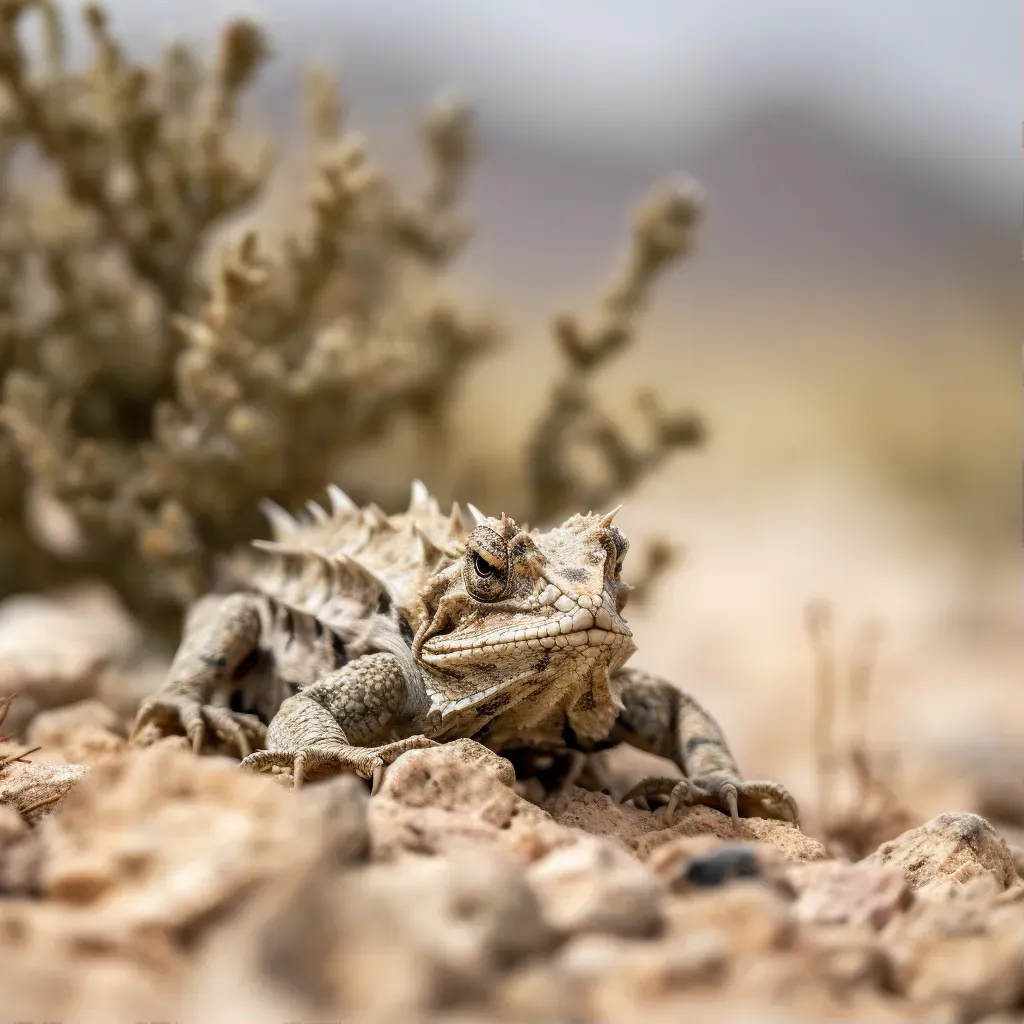 Horned lizard blending into desert rocks - Image 1