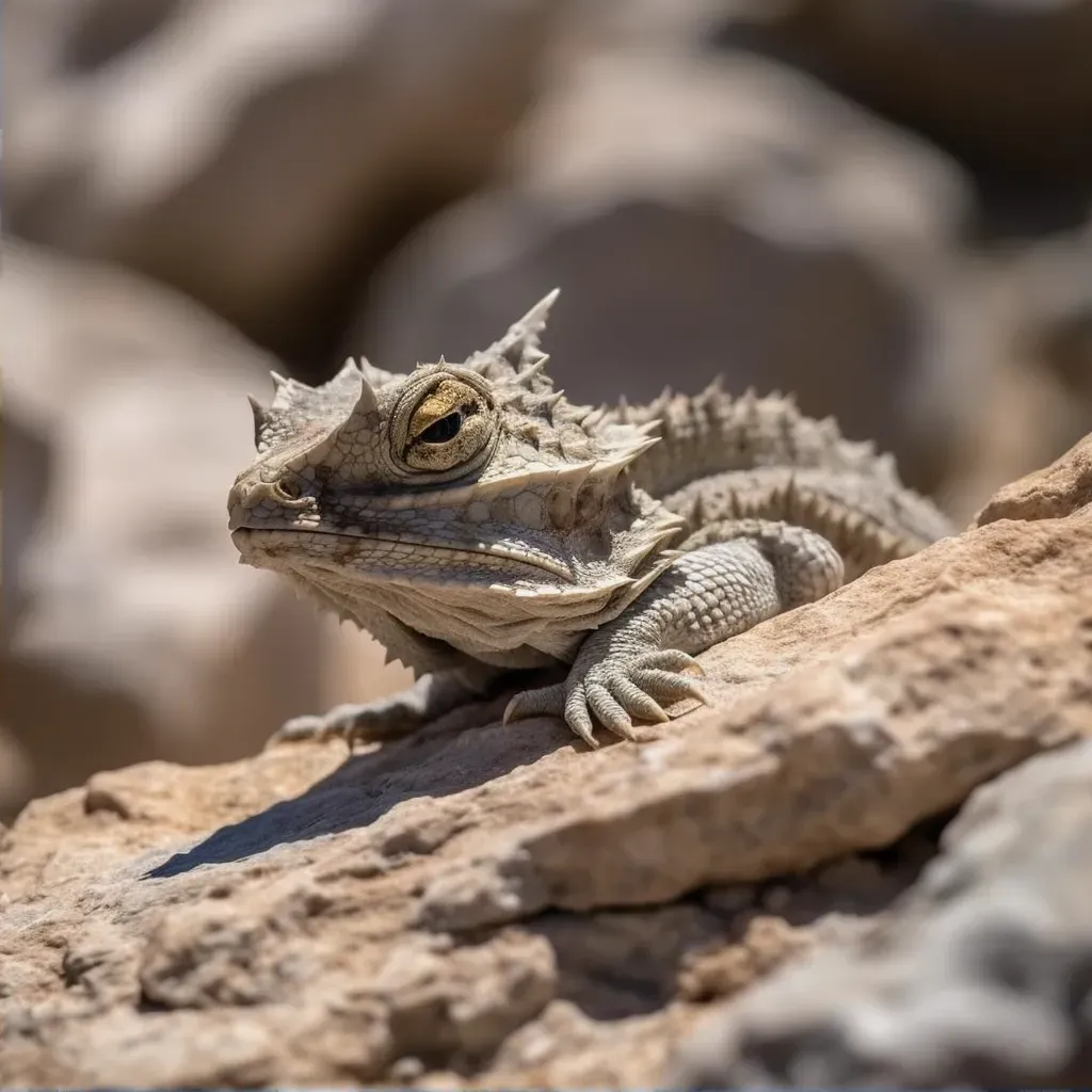 Horned lizard blending into desert rocks - Image 2