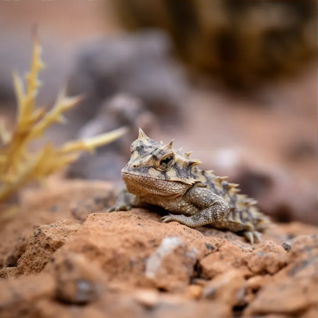 Horned lizard blending into desert rocks - Image 3