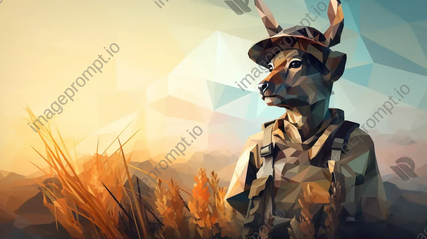 Low poly portrait of a wildlife ranger in earthy tones - Image 1