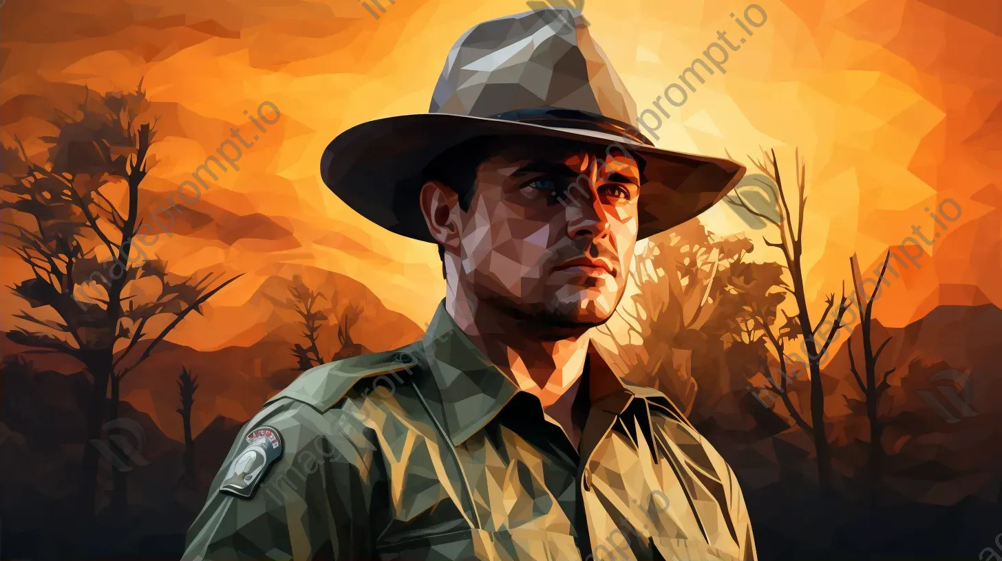 Low poly portrait of a wildlife ranger in earthy tones - Image 2