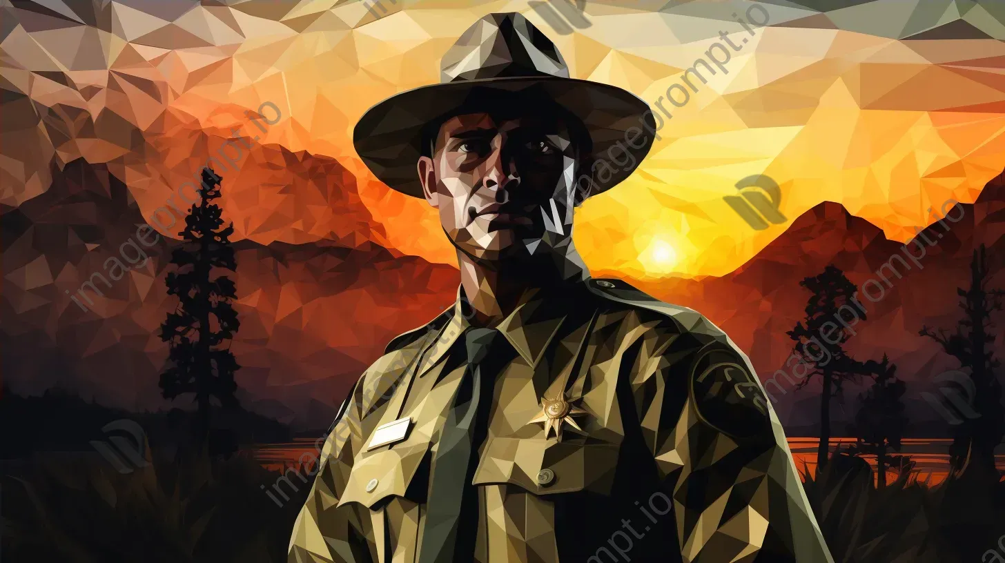 Low poly portrait of a wildlife ranger in earthy tones - Image 4