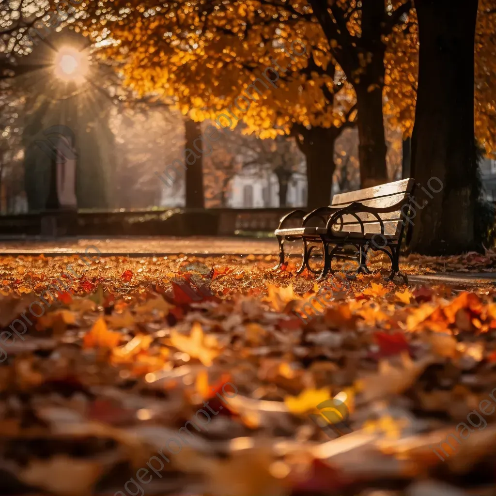 Fallen leaves in a peaceful autumn park - Image 1