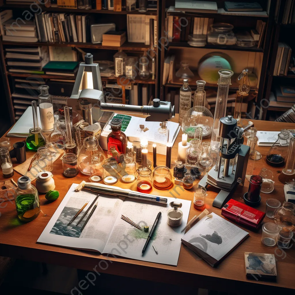 Overhead view of organized science materials on a lab table. - Image 4