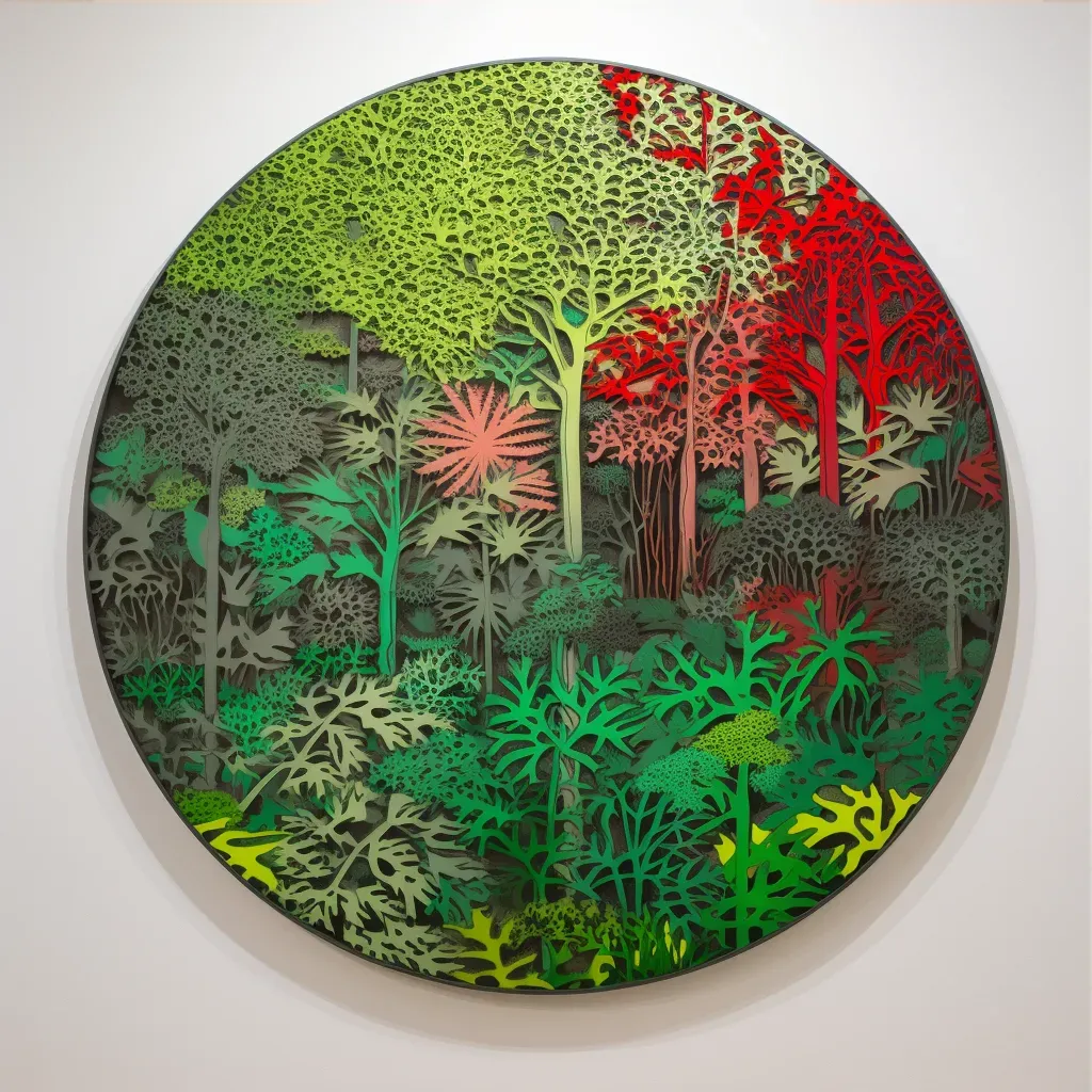 Monochrome forest painting with vibrant palette - Image 3