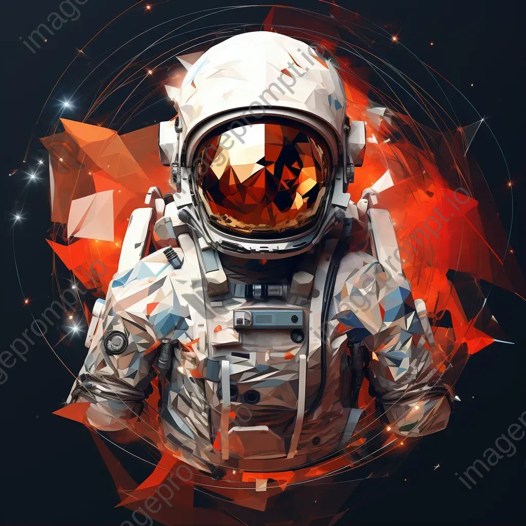 Low-poly portrait of an astronaut with cosmos in the reflection - Image 1