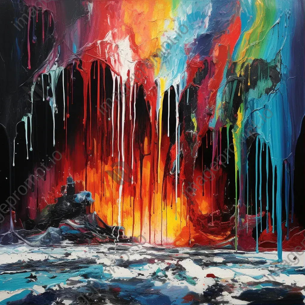 Vibrant depiction of a melting polar ice cap, drawn with recycled crayons, reverberating Pop Art vibe - Image 1