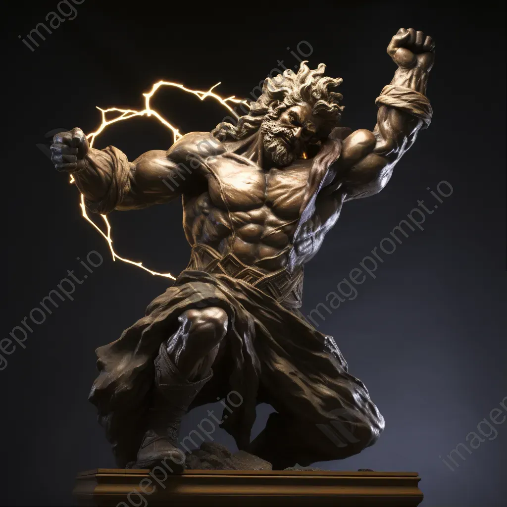 Dramatic baroque-inspired bronze sculpture of Zeus