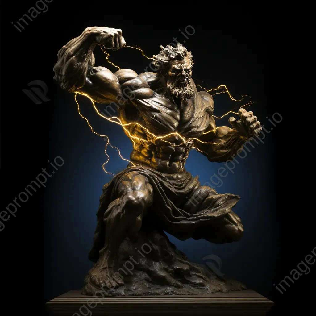 Dramatic baroque-inspired bronze sculpture of Zeus