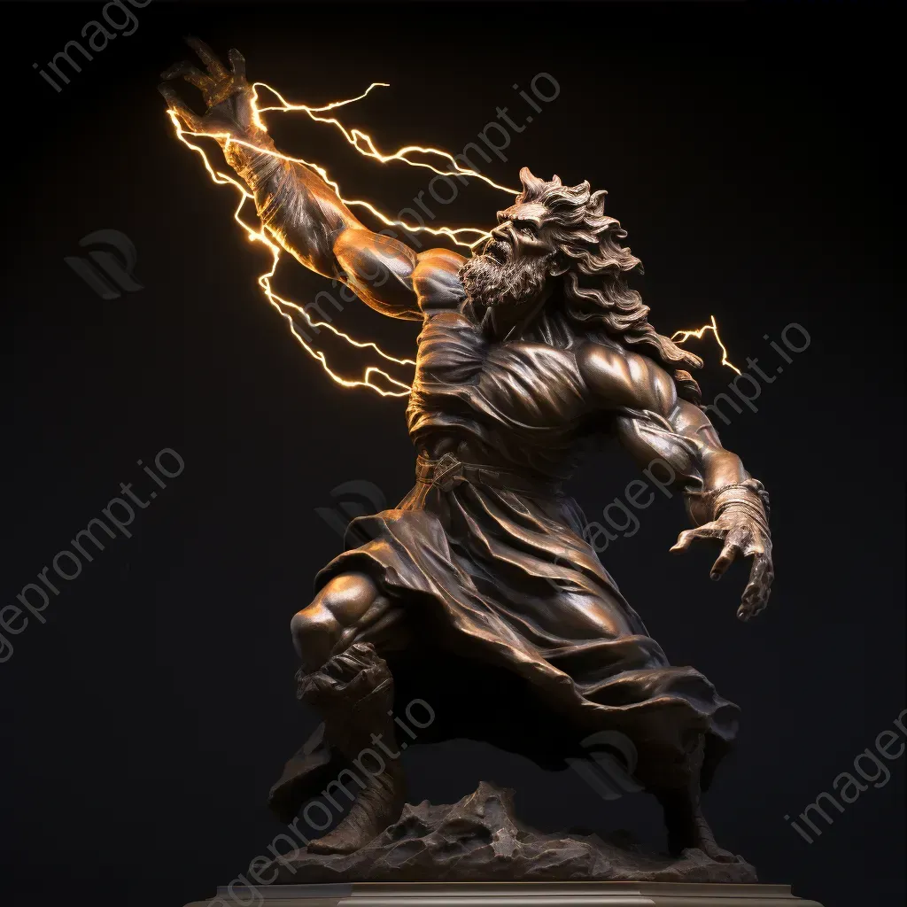 Dramatic baroque-inspired bronze sculpture of Zeus