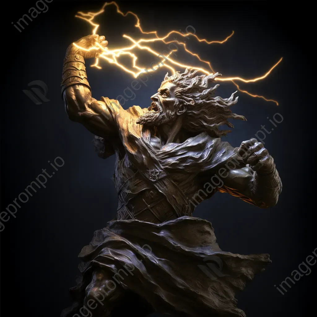 Dramatic baroque-inspired bronze sculpture of Zeus