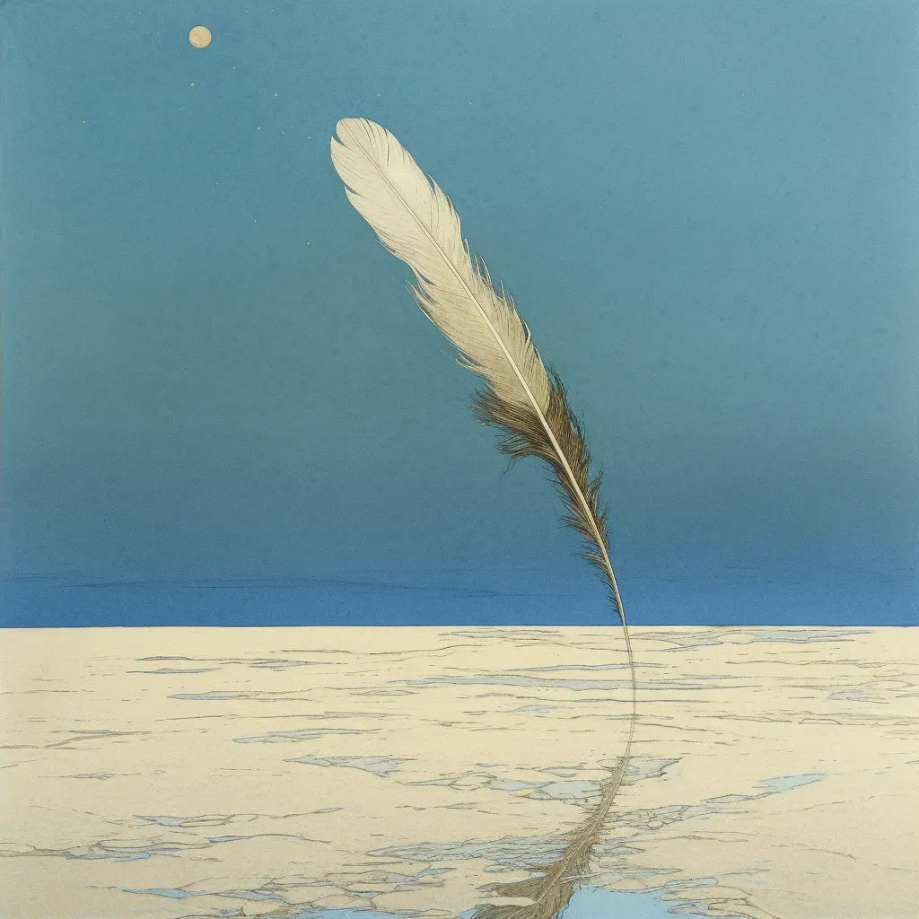 Image of a falling feather against a clear blue sky, symbolizing lightness - Image 2