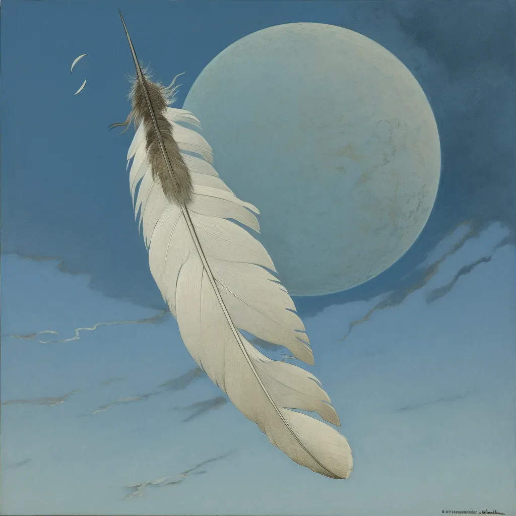 Image of a falling feather against a clear blue sky, symbolizing lightness - Image 4